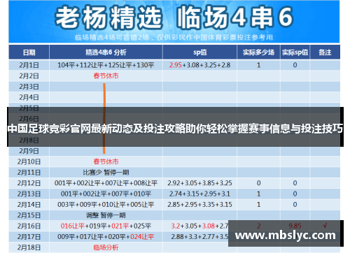 中国足球竞彩官网最新动态及投注攻略助你轻松掌握赛事信息与投注技巧
